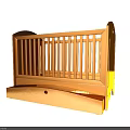 Golden Wooden Baby Crib Decorative Ornament Set With Railing And Drawer Design