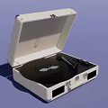 White Suitcase Style Portable Turntable With Vinyl Record And Audio Player