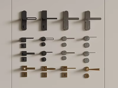 Assorted Door Handles And Locks With Multiple Styles Colors And Designs 3d model
