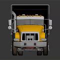 Yellow Dump Truck Model With Black Bed And Reflective Surface Details 3d model