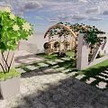 Lush Rooftop Garden With Green Plants Vibrant Flowers And Outdoor Seating