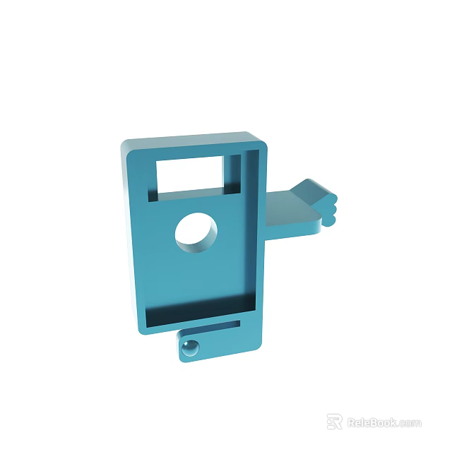Blue Mechanical Bracket Component With Square Structure And Circular Hole 3d model 