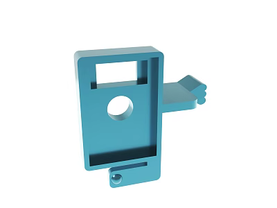 Blue Mechanical Bracket Component With Square Structure And Circular Hole 3d model
