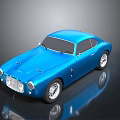 Blue Vintage Sports Car With Sleek Body Chrome Grille And Silver Wheels