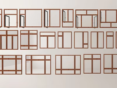 Various Casement Window Designs Showcasing Different Styles and Frame Options for Home Use 3d model