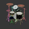 Modern Drum Set With Metal Stands Drums And Chrome Cymbals 3d model