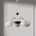 Modern Stylish Chandelier with White Spheres Black Accents and Metal Frame
