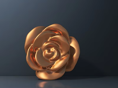 Elegant Copper Rose Carving Displayed On Dark Background With Smooth Surface 3d model