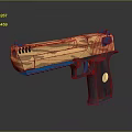 Stylish Wooden Pistol With Blue Accents And Black Grip Design Features