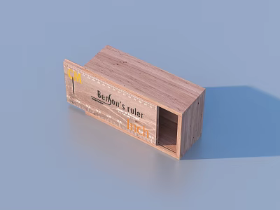 Wooden Organizing Box For Home Use Featuring Grandma's Tubi Fresh Text And Yellow Plant Design 3d model