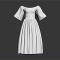 Elegant White Dress With Bell Sleeves Fitted Waist And Pleated Skirt
