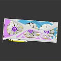 Sleek Modern Graphics Card With White Blue Pink Design And Three Cooling Fans