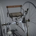 Vintage Tricycle Design Featuring Large Wheels Small Front Wheel Seat Chain And Headlight