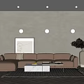 Modern corner sofa coffee table combination 3d model