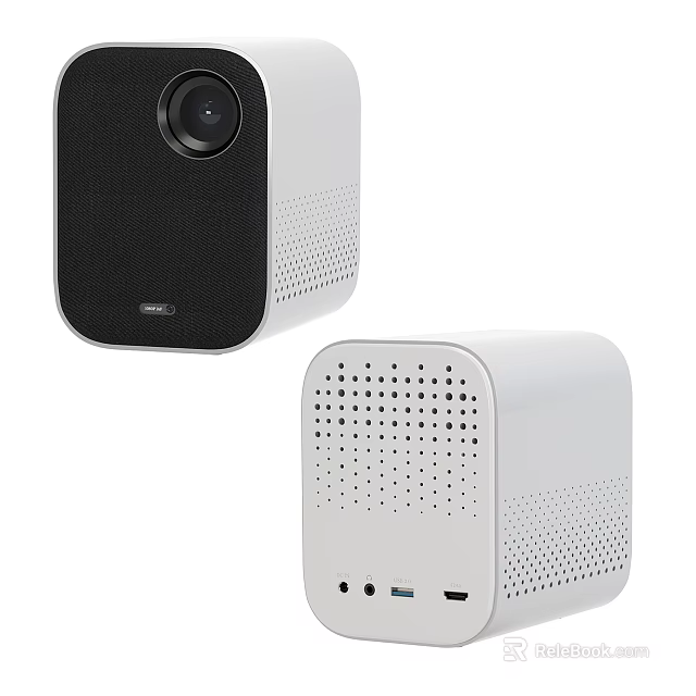 Sleek White Headphone Speaker with Black Panel Ports and Speaker Holes Design 3d model 