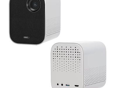 Sleek White Headphone Speaker with Black Panel Ports and Speaker Holes Design 3d model