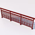 Red Metal Decorative Railing With Vertical Bars Classic Design And Sturdy Structure