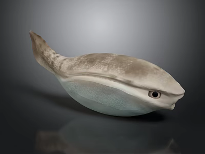 Unique Fish 3D Model With Streamlined Body Light Brown And Blue Colors 3d model