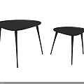 Modern Black Coffee Tables With Two Different Sizes Round Top And Slim Legs 3d model