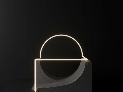 Modern Circular Light Ring Table Lamp With Square Base And LED Lighting 3d model