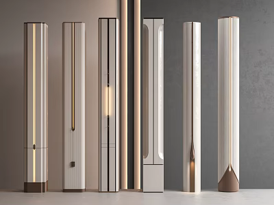 Modern Decorative Columns With Sleek Lines Various Designs And Integrated Lighting Arranged In Row 3d model
