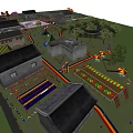 Outdoor Playground Equipment In Traditional Village With Colorful Slides Climbing Frames And Trees