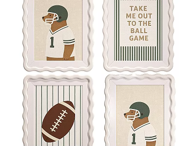 Abstract Art Paintings Featuring Football Player Helmet Game Text And Ball Design 3d model