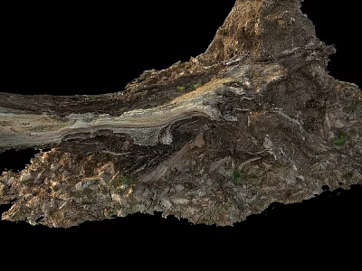Natural Stone And Wood Combination With Rough Texture And Mossy Surface 3d model