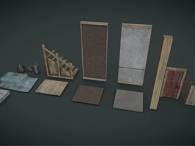 Various Wood And Stone Materials Including Planks Slabs And Textured Panels For Construction 3d model