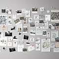 Creative Photo Wall with Personal Photos Notes Stickers and Decorative Prints