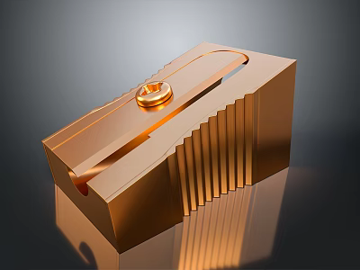 Golden Pencil Sharpener With Stylish Design Textured Surface And Shiny Metallic Finish 3d model