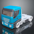 Modern Blue Cab Truck Model With Sleek Design And 3D Rendered Shiny Finish