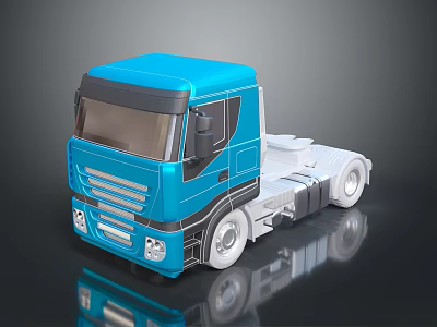 Modern Blue Cab Truck Model With Sleek Design And 3D Rendered Shiny Finish 3d model