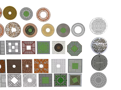 Tree Grates With Various Designs Shapes And Decorative Patterns For Landscaping 3d model
