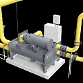 Industrial Equipment On Base With Yellow Pipes And Control Box