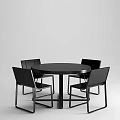 Modern Black Round Dining Table Set With Four Sleek Chairs 3d model