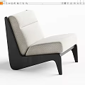 Modern Minimalist Single Sofa With Beige Fabric Upholstery And Black Wooden Frame