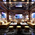 Elegant Modern KTV Interior Design With Comfortable Sofas Large Screens And Stylish Lighting 3d model