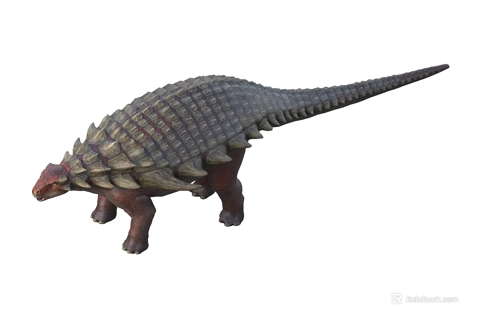 Realistic Reptile Ankylosaurus Model With Scaly Armor Spikes And Long Tail Design 3d model 