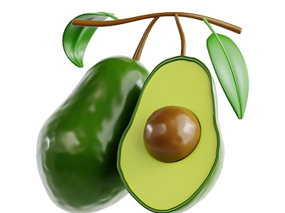 modern avocado fruit cartoon fruit fresh fruit 3d model