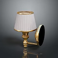 Wall Lamp Furniture With Golden Accents Pleated White Lampshade And Black Mounting Plate