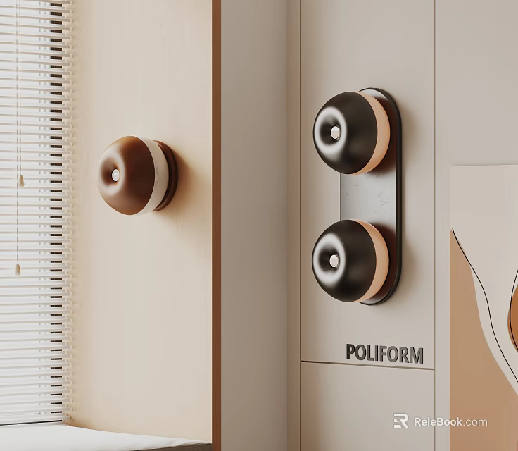 Modern POLIFORM Wall Lamp With Double Globe Design And Brown Black Finish 3d model