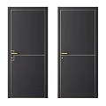 Modern Black Interior Panel Doors With Gold Trim And Sleek Design Elements 3d model