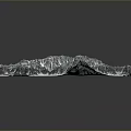 Three Dimensional Terrain Design On White Fabric With Black Mountain Patterns And Wrinkles
