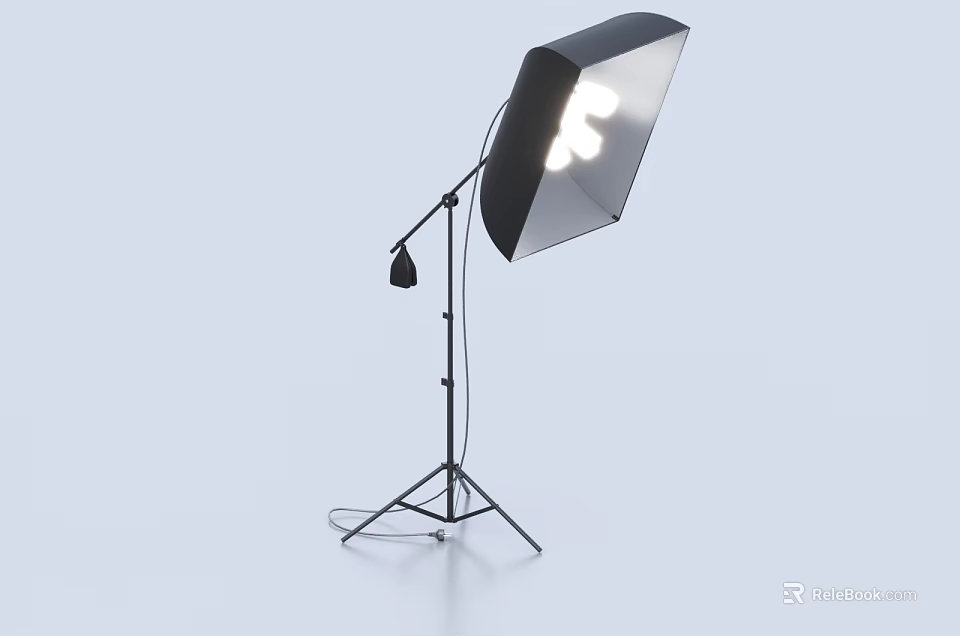 Professional Studio Photography Light With Softbox And Adjustable Tripod Stand 3d model 