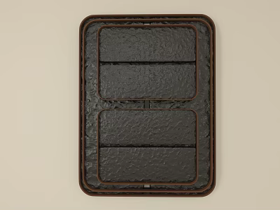 Rectangular Dark Textured Wall Decor With Brown Frame And Slate Design Panels 3d model
