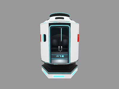 Modern Futuristic Immersive Experience Pod With Transparent Door And Blue Lighting 3d model