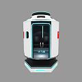 Modern Futuristic Immersive Experience Pod With Transparent Door And Blue Lighting