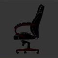 Black Leather Office Chair with Diamond Pattern Design Wooden Armrests and Wooden Base with Wheels