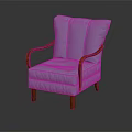 Classic Single Sofa With Light Blue Upholstery Wooden Arms And Stitched Details